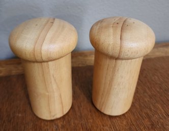 Vintage Set Of Wooden Salt And Pepper Shakers