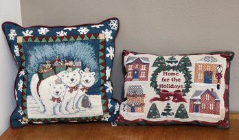 (2) Christmas Theme Throw Pillows