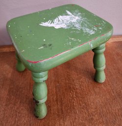 Vintage Green Wooden Foot Stool