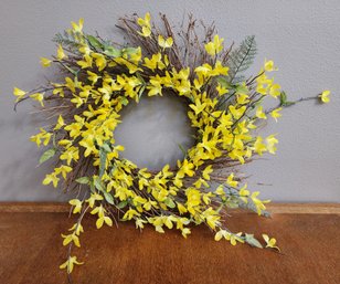 Vintage Faux Yellow Flower Hanging Wreath