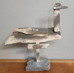 Vintage Folk Art Wooden Bird Figure Sculpture