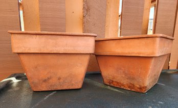 Vintage Pair Of Clay Flower Pots