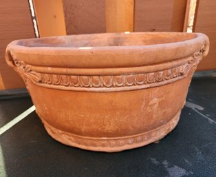 Vintage Clay Handmade Large Ornate Design Flower Pot