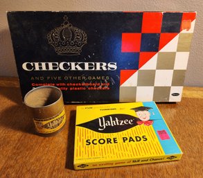 Vintage Checkers And YAHTZEE Family Game Night Selections