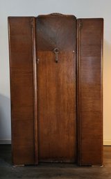 Vintage Wooden Storage Cabinet With Original Locking Key