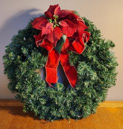 Vintage Christmas Wreath With Red Bow