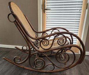 Vintage Bentwood And Cane Thonet Style Rocking Chair