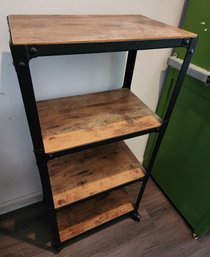 Metal And Wood Slat Display Storage Shelf