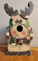 Vintage Wooden BE MERRY Birdhouse Style Christmas Decor