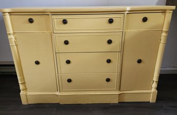 Vintage Yellow Sideboard Cabinet Storage