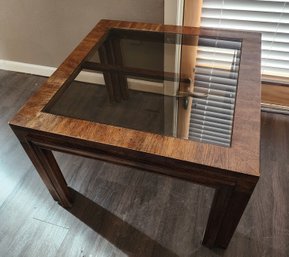 Vintage Wood And Glass Coffee Table