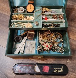 Huge Assortment Of Ladies Watches And Costume Jewelry With Box