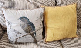 (2) Decorative Accent Throw Pillows Feat. Bird Theme