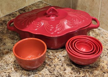 CHANTAL Large Casserole Pan With Lid, CHANTAL Bowl And Set Of Melanine Bowls