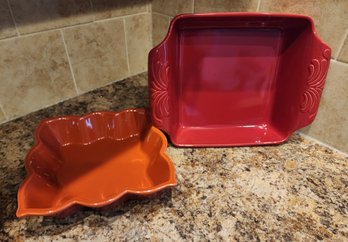 Red And Orange CHANTAL Ceramic Cookware Dishes