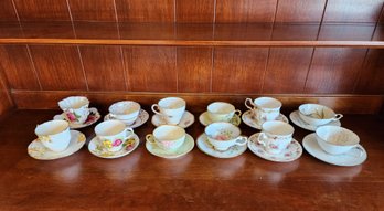 Assortment Of Vintage Fine China Coffee Cups And Saucers