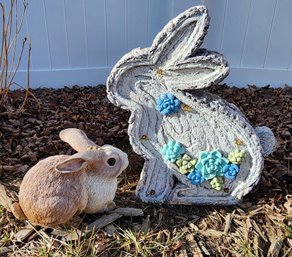 (2) Lawn And Garden Rabbit Theme Decor Selections