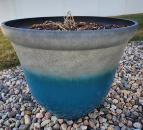 Outdoor Blue And Gray Flower Pot Plastic