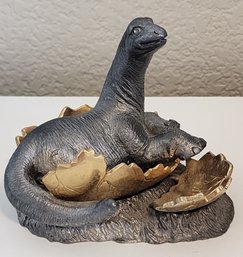 Vintage RICKER PEWTER Dinosaur Hatching Egg Figure