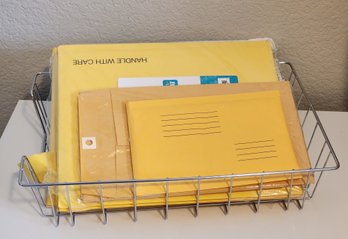 Assortment Of Bubble Mailers With Metal Organizer Tray