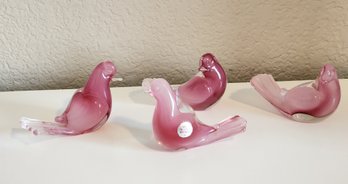 (4) Made On Italy MURANO Art Glass Bird Figures