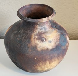 Vintage Handmade Raku Pottery Vessel