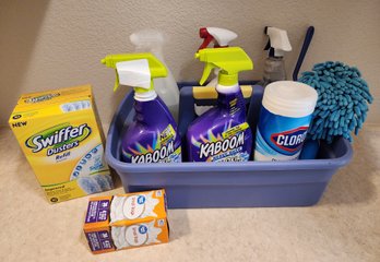 Assortment Of Cleaning Essentials  Caddy