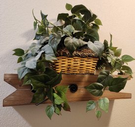 Clothespin Style Hanging Shelf With Artificial Ivy Plant