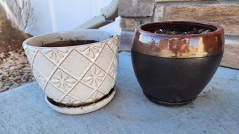 (2) Ceramic Flower Garden Pots