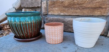 (3) Ceramic Flower Garden Pots