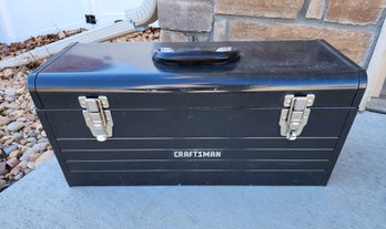 Vintage Craftsman Metal Toolbox With Tray And Assortment Of Accessories