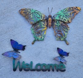 (2) Metal Butterfly Theme Yard Decor Selections