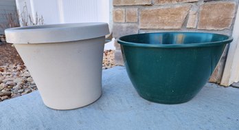 (2) Large Plastic Flower Pot Containers