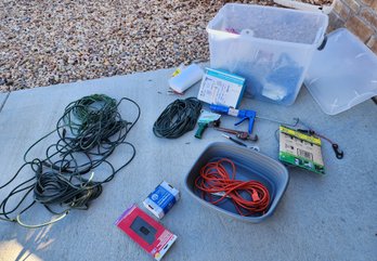 Assortment Of Extension Cords And Other Home Improvement Supplies