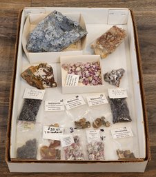 Assortment Of Mineral Specimens (Rare Red Beryl, Garnets, Meteorite, Arrowheads, Blue Chrysotile, Etc) #A201