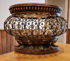 Vintage Large Decorative Metal Accent Basket