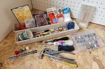 Large Assortment Of Office Supplies With Sewing Needles, Scissors, Etx