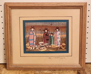 Vintage Fine Art SIGNED Native American Lithograph