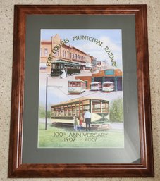 Vintage Fort Collins Municipal Railway Lithograph Framed Signed And Numbered