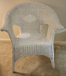 Vintage White Woven Wicker Chair