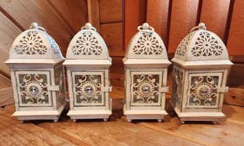 (4) Metal Decorative Votive Candle Lanterns #1