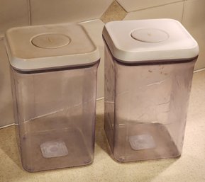 (2) OVO Plastic Food Storage Cansisters