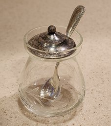 Vintage Sterling Silver Lid Condiment Jar With Sterling Serving Spoon