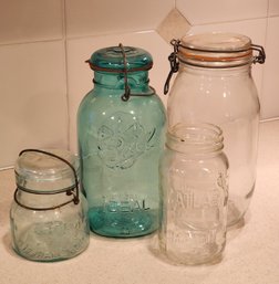 Assortment Of Vintage Glass Mason Style Jars