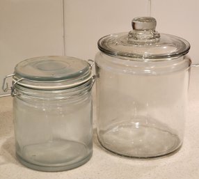 (2) Glassware Selections - Cansiter And Jar