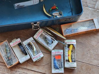 Vintage OLD PAL Fishing Tackle Box Tool Storage W/ Vintage Lures