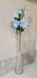 Vintage Art Glass Flower Vase With Artificial Flower