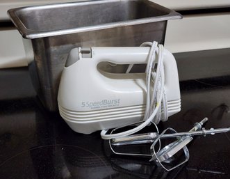 5 Speed Kitchen Hand Mixer With Stainless Canister