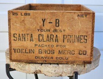 Vintage SANTA CLARA PRUNES Wooden Transport Crate