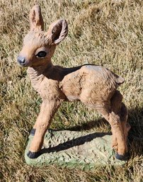 Vintage HEAVY Cement Painted Yard Animal Small Deer Sculpture